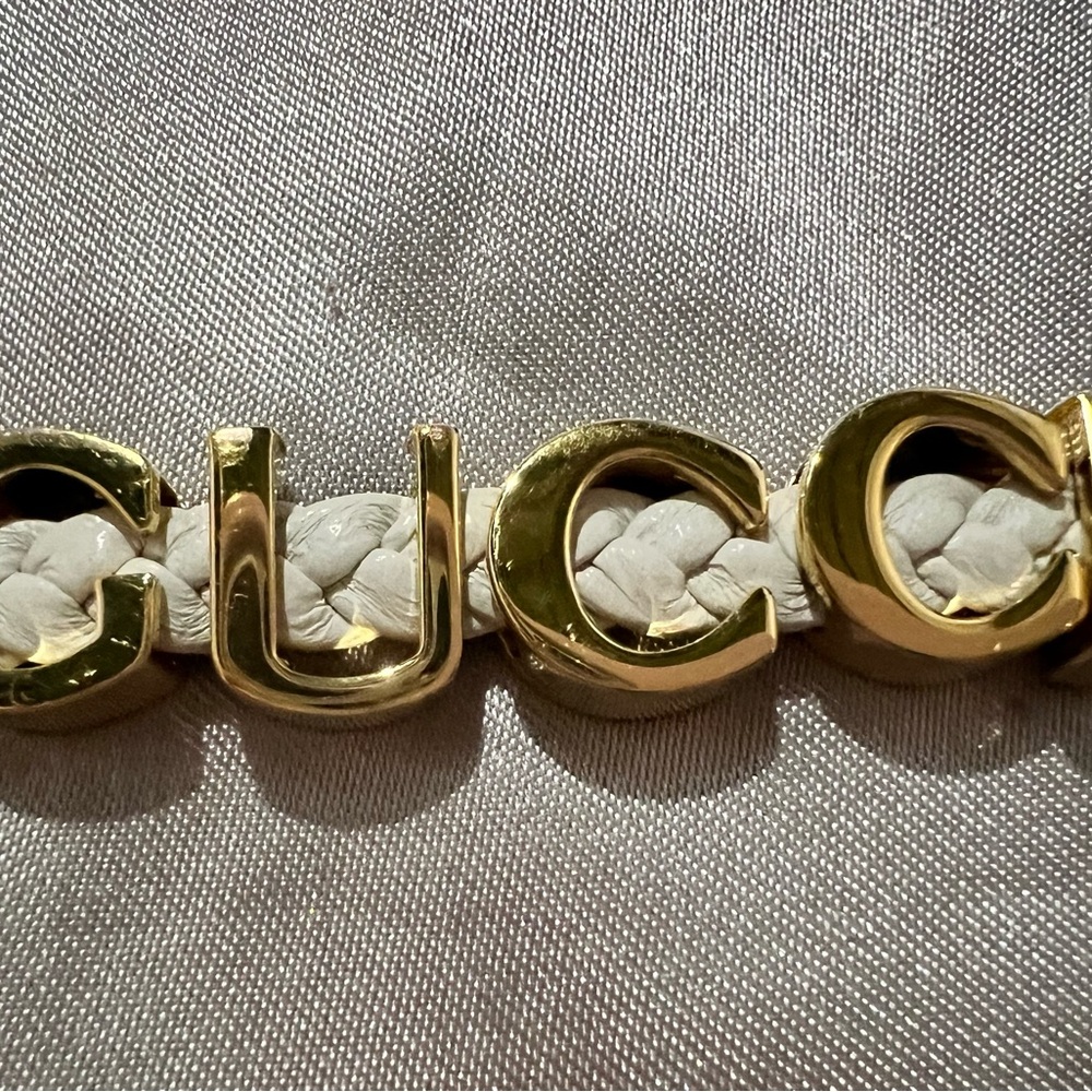 LEATHER 'GUCCI' BRACELET, White